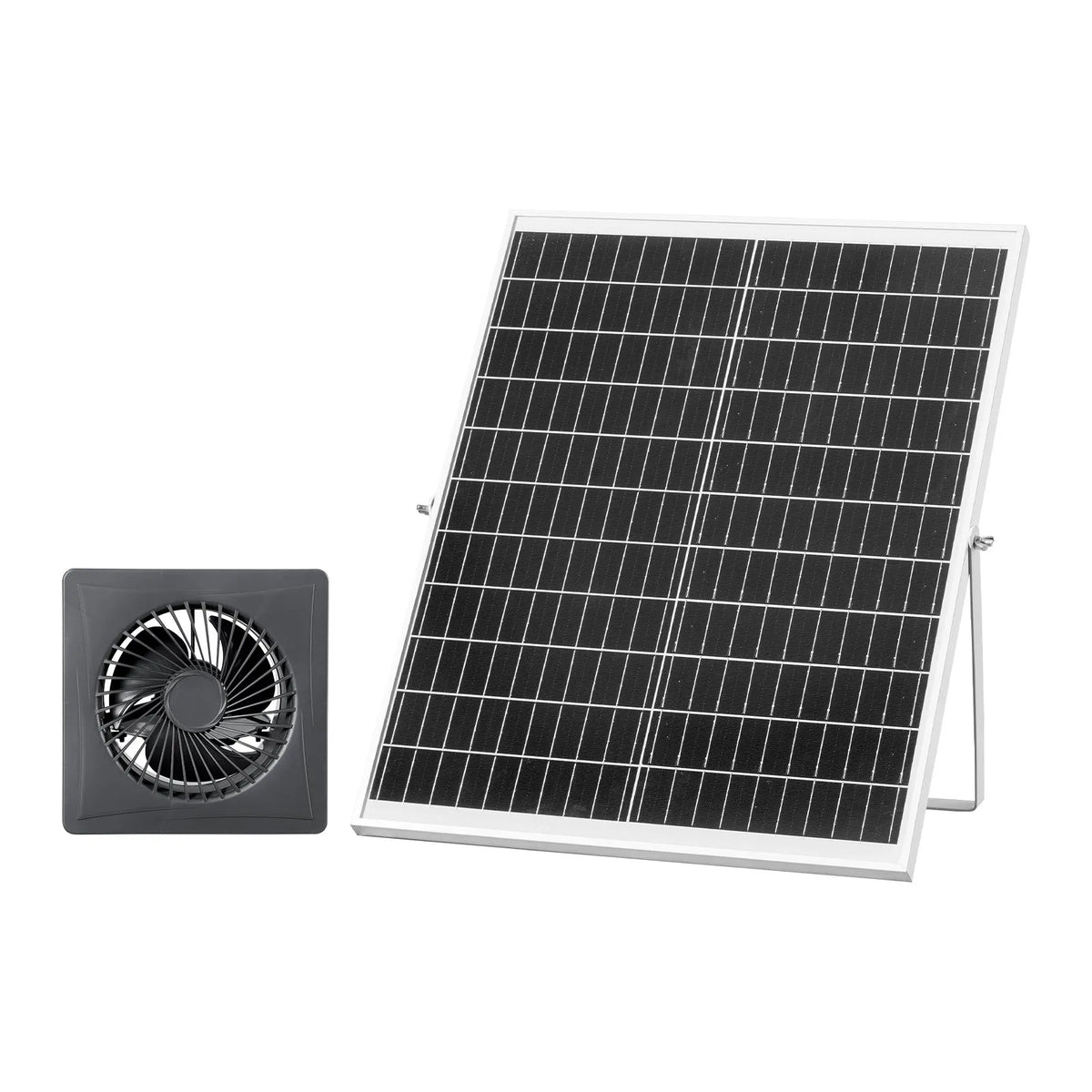 VEVOR saules paneļa ventilators 25 W ar 374 m³/h gaisa plūsmu, regulējams paneļa leņķis, 2030 apgr./min, elastīga uzstādīšana siltumnīcām, audzēšanas teltīm, vistu kūtīm un nojumēm - ZEMLETES.LV