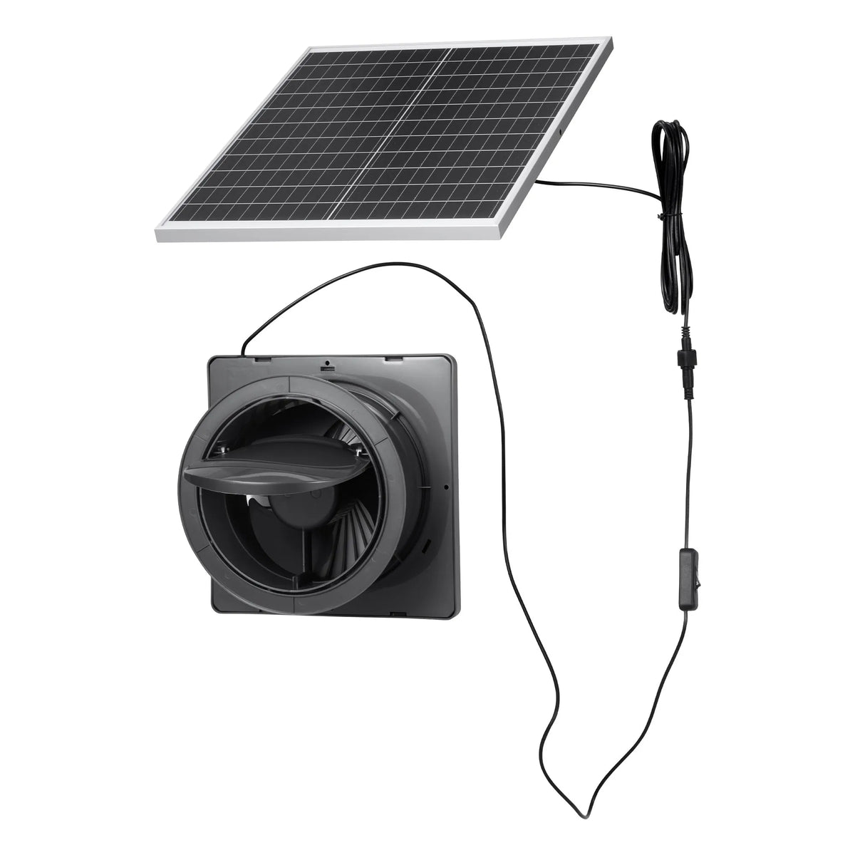 VEVOR saules paneļa ventilators 25 W ar 374 m³/h gaisa plūsmu, regulējams paneļa leņķis, 2030 apgr./min, elastīga uzstādīšana siltumnīcām, audzēšanas teltīm, vistu kūtīm un nojumēm - ZEMLETES.LV