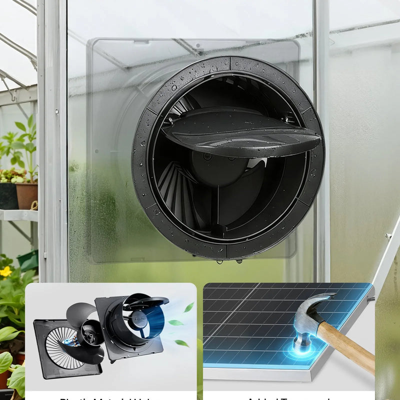 VEVOR saules paneļa ventilators 25 W ar 374 m³/h gaisa plūsmu, regulējams paneļa leņķis, 2030 apgr./min, elastīga uzstādīšana siltumnīcām, audzēšanas teltīm, vistu kūtīm un nojumēm - ZEMLETES.LV