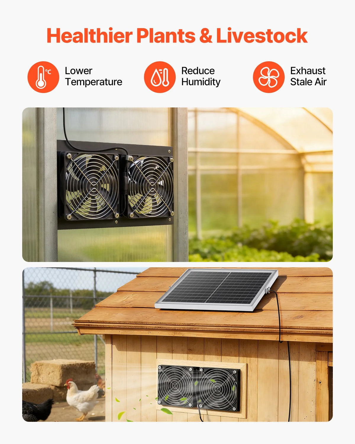 VEVOR saules enerģijas ventilators ar 15 W saules paneli un 2 ventilatoriem, regulējams paneļa leņķis, 2668 apgr./min, elastīga uzstādīšana, ātra gaisa apmaiņa siltumnīcām, audzēšanas teltīm un mājputnu novietnēm - ZEMLETES.LV
