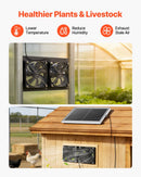 VEVOR saules enerģijas ventilators ar 15 W saules paneli un 2 ventilatoriem, regulējams paneļa leņķis, 2668 apgr./min, elastīga uzstādīšana, ātra gaisa apmaiņa siltumnīcām, audzēšanas teltīm un mājputnu novietnēm - ZEMLETES.LV