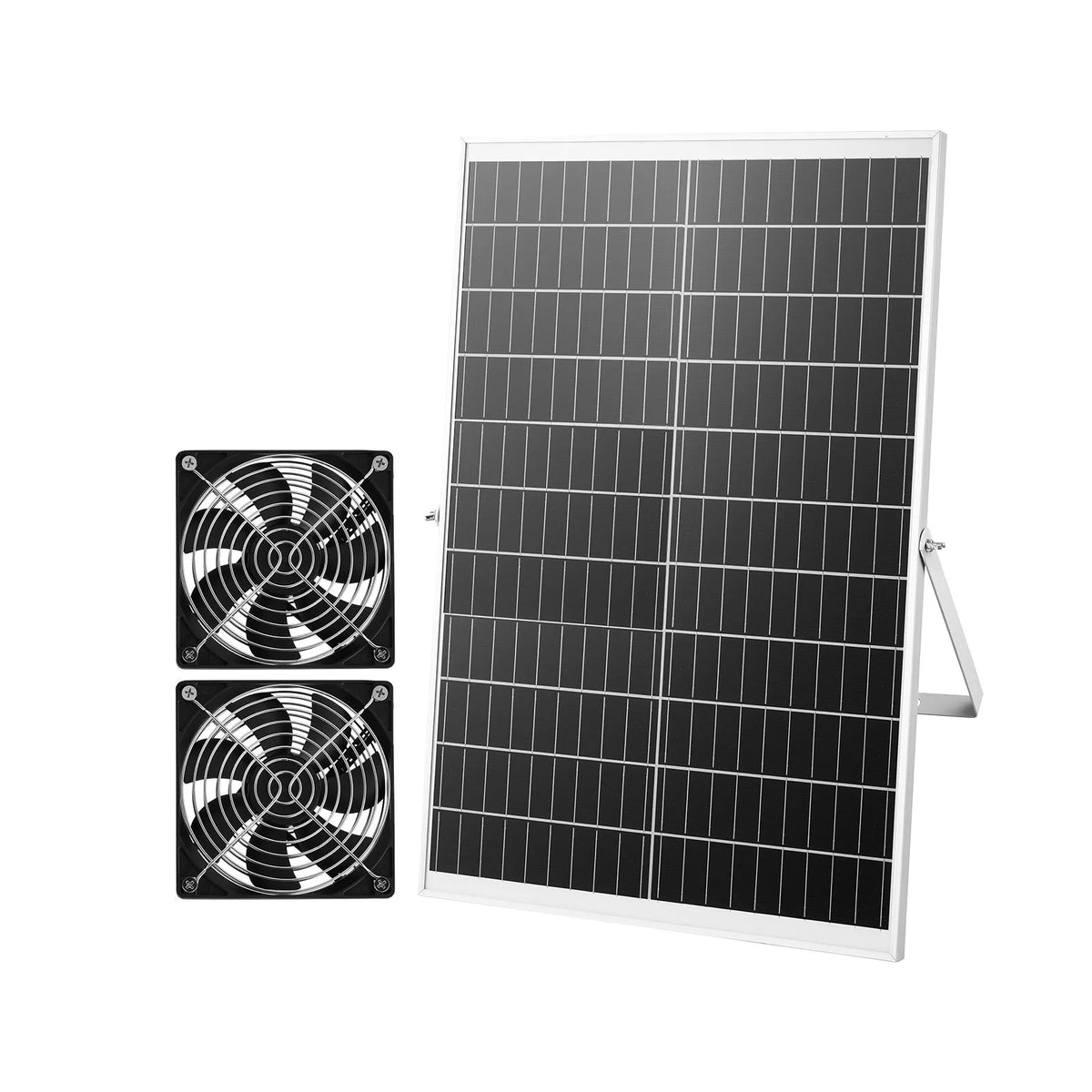 VEVOR saules paneļa ventilatoru komplekts 30 W ar 2 ventilatoriem, regulējams paneļa leņķis, 2668 apgr./min, elastīga uzstādīšana siltumnīcām, audzēšanas teltīm, vistu kūtīm un nojumēm - ZEMLETES.LV