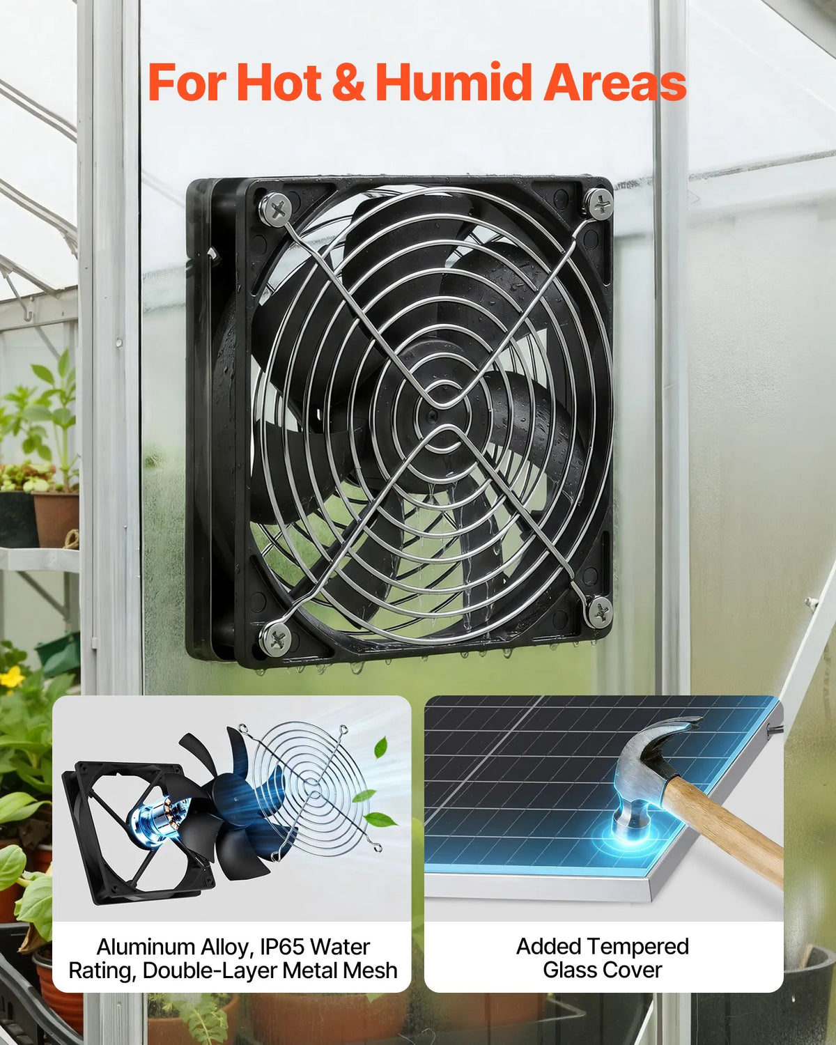 VEVOR saules paneļa ventilatoru komplekts 30 W ar 2 ventilatoriem, regulējams paneļa leņķis, 2668 apgr./min, elastīga uzstādīšana siltumnīcām, audzēšanas teltīm, vistu kūtīm un nojumēm - ZEMLETES.LV