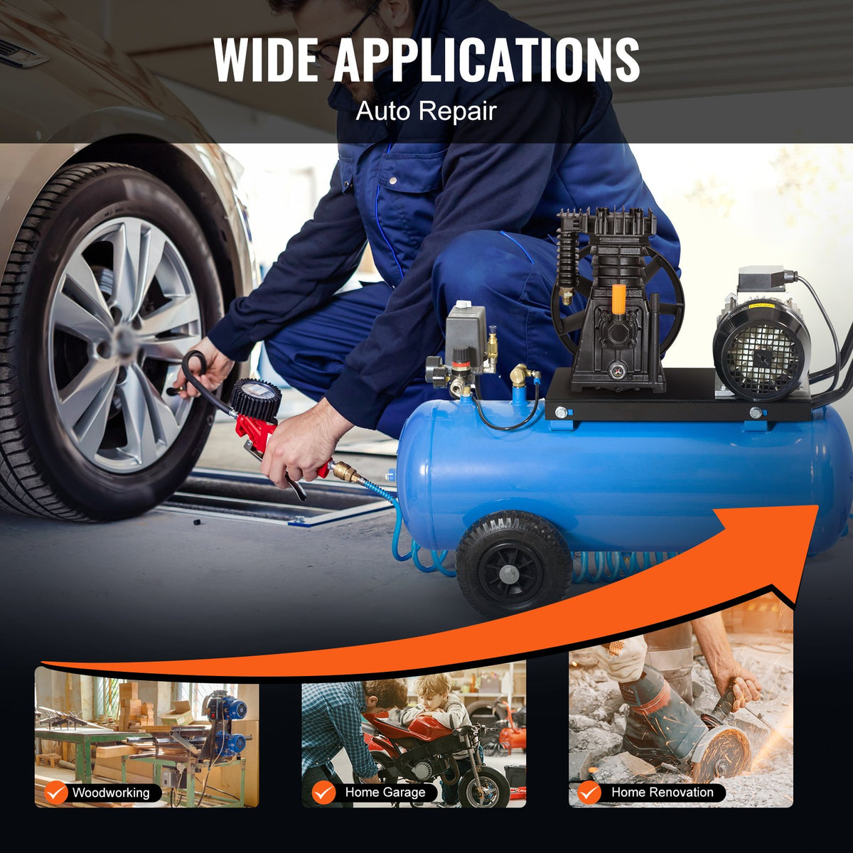 VEVOR Air Compressor Pump Head 3 HP, 5.8 CFM @ 90 PSI, Twin Cylinder Piston Type