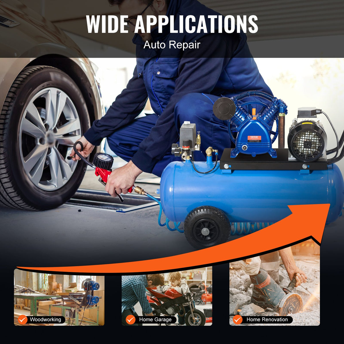 VEVOR Air Compressor Pump Head 5.5 HP, 5.75 CFM @ 90 PSI, 2 Cylinder Piston Pump