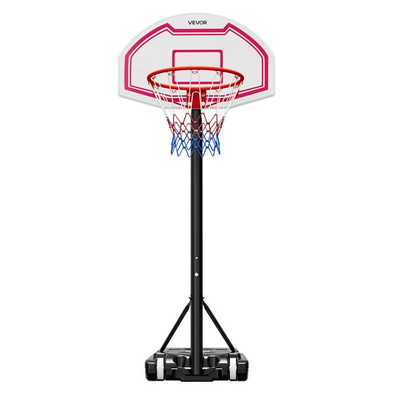 VEVOR pārnēsājams basketbola statīvs ar regulējamu augstumu 1,6–2,1 m, bērnu basketbola grozs ar neilona tīklu un riteņiem, pārnēsājams vairoga komplekts terasēm un baseina zonai - ZEMLETES.LV
