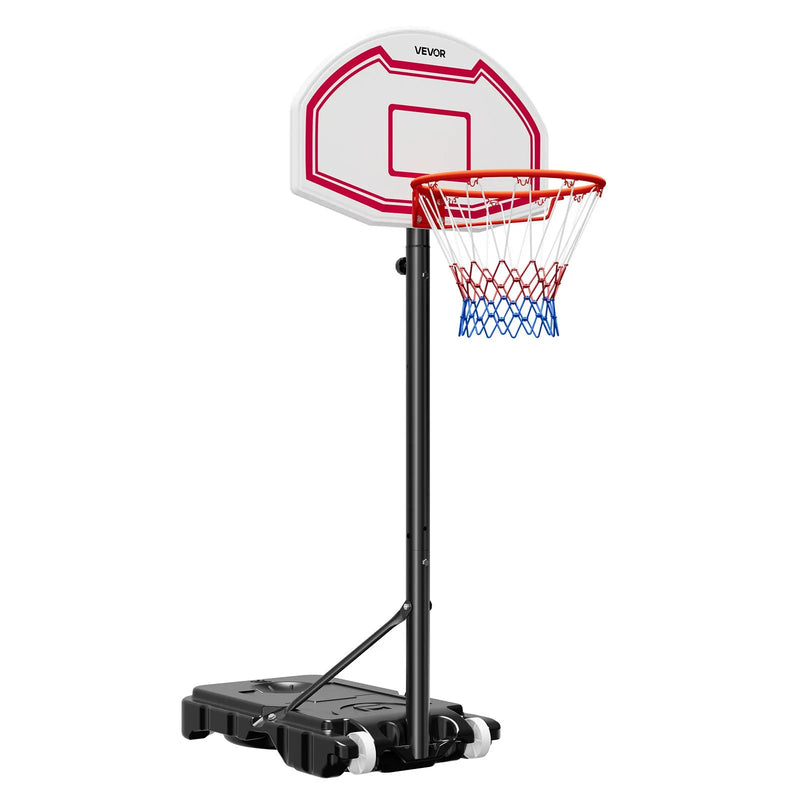 VEVOR pārnēsājams basketbola statīvs ar regulējamu augstumu 1,6–2,1 m, bērnu basketbola grozs ar neilona tīklu un riteņiem, pārnēsājams vairoga komplekts terasēm un baseina zonai - ZEMLETES.LV