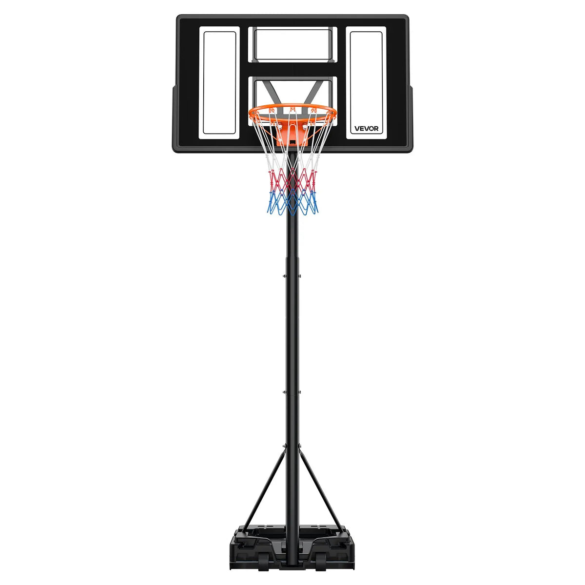 VEVOR pārvietojams basketbola statīvs ar augstuma regulēšanu 1,35–3,05 m, basketbola groza sistēma ar iebūvētiem riteņiem bērniem, pusaudžiem un pieaugušajiem piebraucamajiem ceļiem un baseina zonām - ZEMLETES.LV