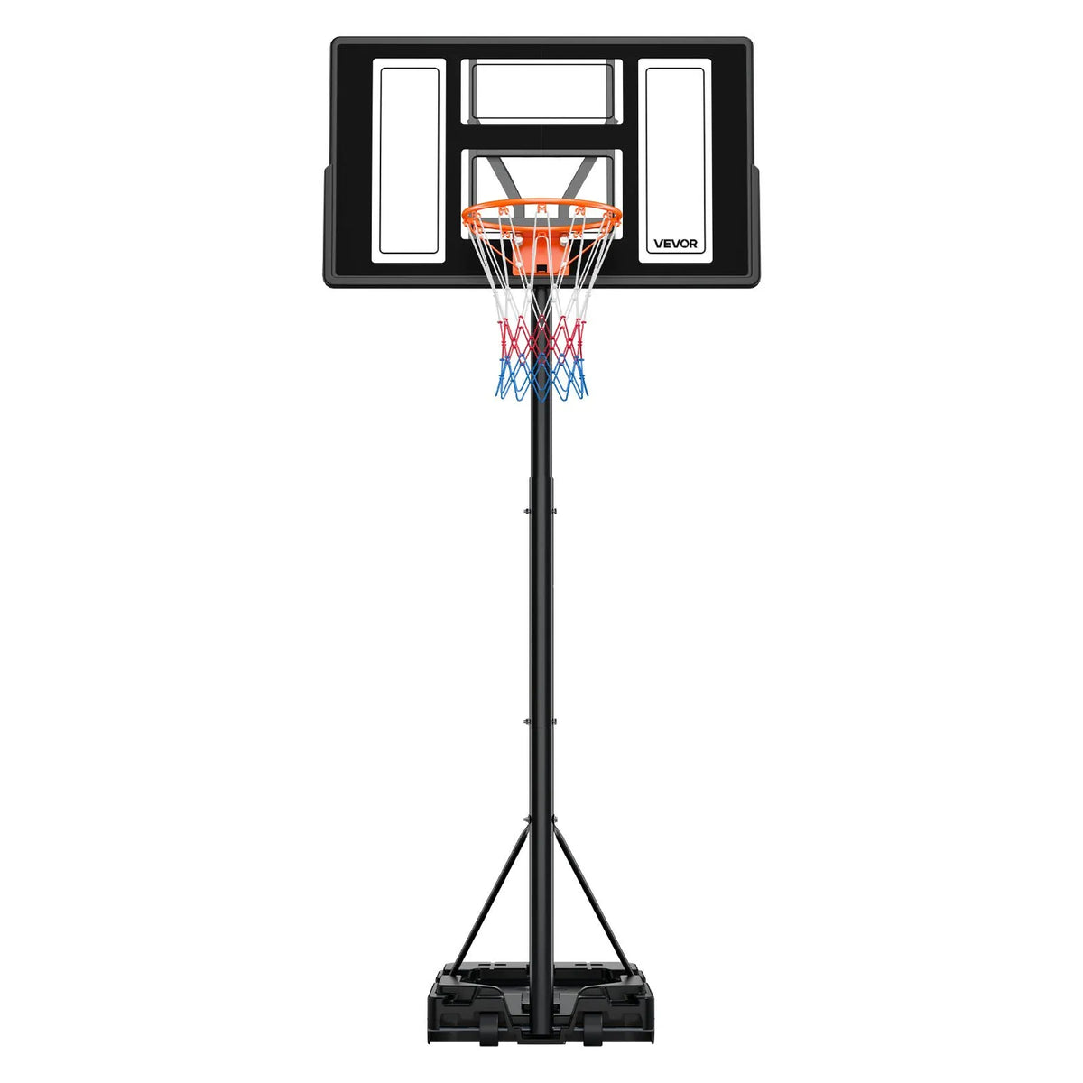 VEVOR pārvietojams basketbola statīvs ar augstuma regulēšanu 1,35–3,05 m, basketbola groza sistēma ar iebūvētiem riteņiem bērniem, pusaudžiem un pieaugušajiem piebraucamajiem ceļiem un baseina zonām - ZEMLETES.LV