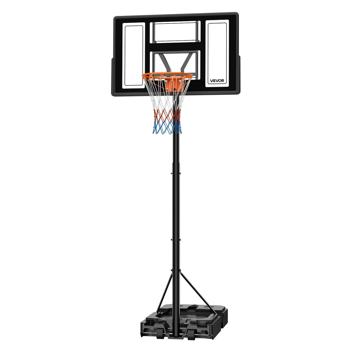 VEVOR pārvietojams basketbola statīvs ar augstuma regulēšanu 1,35–3,05 m, basketbola groza sistēma ar iebūvētiem riteņiem bērniem, pusaudžiem un pieaugušajiem piebraucamajiem ceļiem un baseina zonām - ZEMLETES.LV
