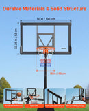 VEVOR pārvietojams basketbola statīvs ar regulējamu augstumu līdz 3,05 m, āra basketbola grozs ar 1270 mm PC vairogu bērniem un pieaugušajiem lietošanai telpās un ārā - ZEMLETES.LV