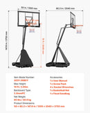 VEVOR pārvietojams basketbola statīvs ar regulējamu augstumu līdz 3,05 m, āra basketbola grozs ar 1270 mm PC vairogu bērniem un pieaugušajiem lietošanai telpās un ārā - ZEMLETES.LV