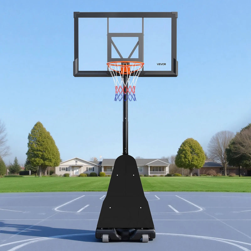 VEVOR pārvietojams basketbola statīvs ar regulējamu augstumu līdz 3,05 m, āra basketbola grozs ar 1270 mm PC vairogu bērniem un pieaugušajiem lietošanai telpās un ārā - ZEMLETES.LV