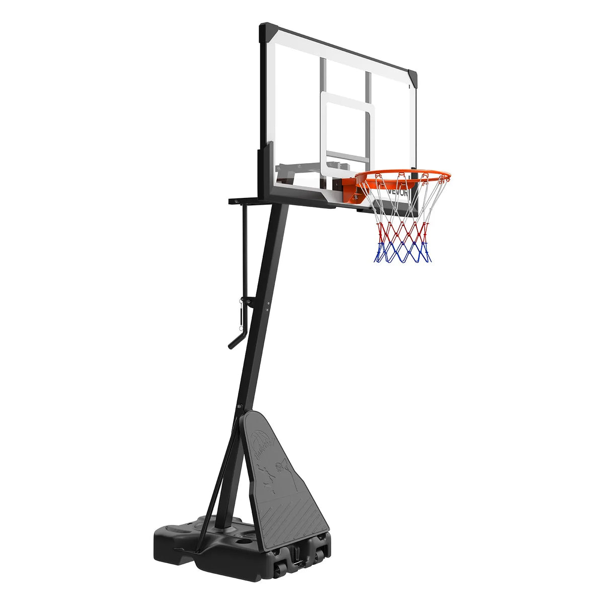 VEVOR pārvietojams basketbola statīvs ar regulējamu augstumu 2,3–3,05 m un grozu, āra basketbola grozs ar 1371,6 mm PC vairogu bērniem un pieaugušajiem, ar uz priekšu noliektu konstrukciju - ZEMLETES.LV