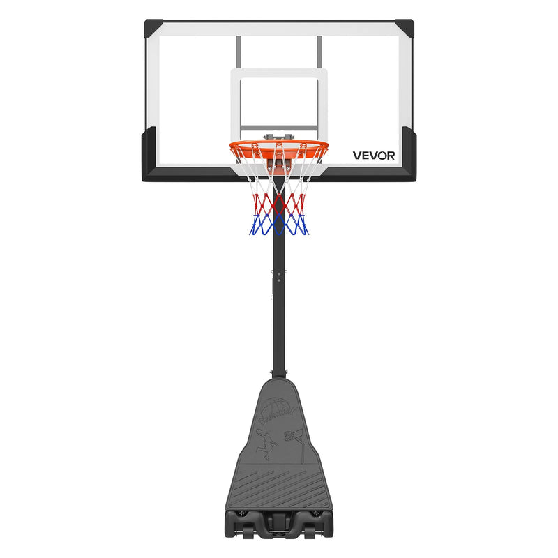 VEVOR pārvietojams basketbola statīvs ar regulējamu augstumu 2,3–3,05 m un grozu, āra basketbola grozs ar 1371,6 mm PC vairogu bērniem un pieaugušajiem, ar uz priekšu noliektu konstrukciju - ZEMLETES.LV