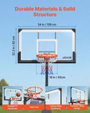 VEVOR pārvietojams basketbola statīvs ar regulējamu augstumu 2,3–3,05 m un grozu, āra basketbola grozs ar 1371,6 mm PC vairogu bērniem un pieaugušajiem, ar uz priekšu noliektu konstrukciju - ZEMLETES.LV