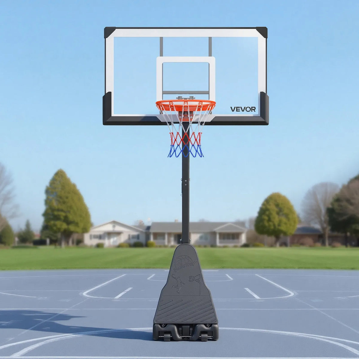 VEVOR pārvietojams basketbola statīvs ar regulējamu augstumu 2,3–3,05 m un grozu, āra basketbola grozs ar 1371,6 mm PC vairogu bērniem un pieaugušajiem, ar uz priekšu noliektu konstrukciju - ZEMLETES.LV