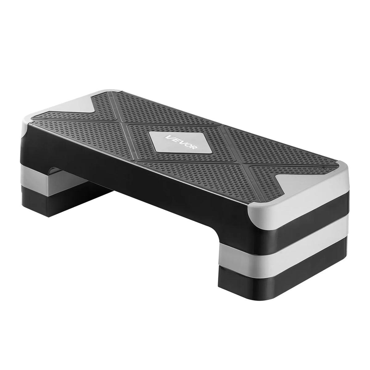 VEVOR regulējama aerobikas step platforma 71 cm ar 4 augstumiem, neslīdoša, pelēka
