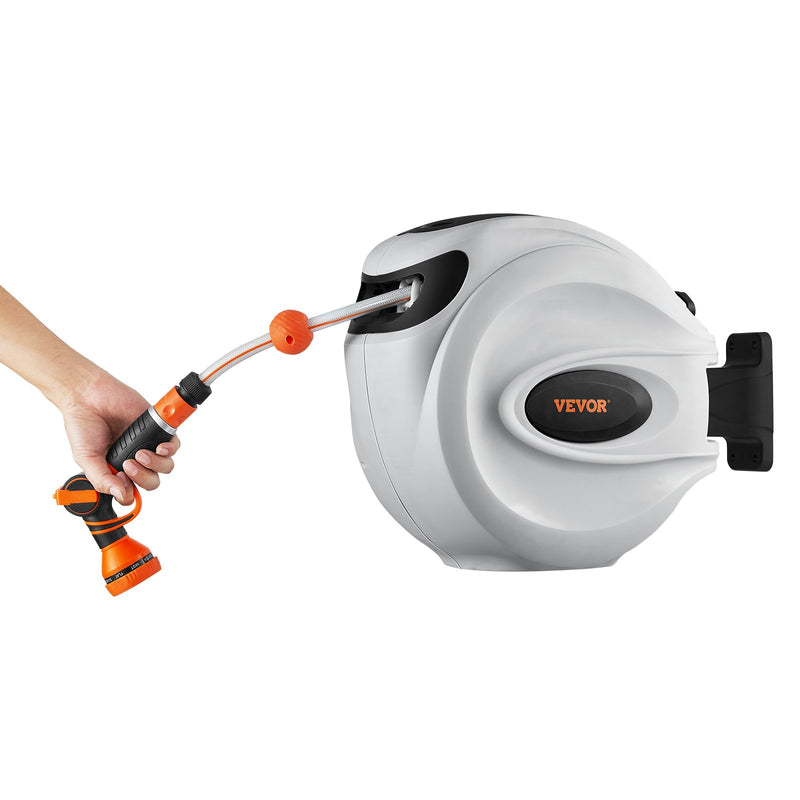 Automātiskā atsperu šļūtenes spole -35 m x 12,7 mm, 180° pagriežama, sienas montāža, ar automātisko ievilkšanas sistēmu un regulējamu apturēšanas mehānismu