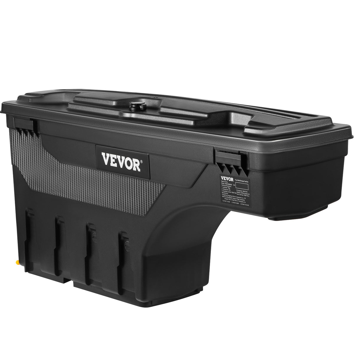 VEVOR Truck Bed Storage Box, Lockable, Waterproof ABS Wheel Well Tool Box, 20 L, with Combination Padlock, Fits Toyota Tundra 2007–2021, Driver Side, Black