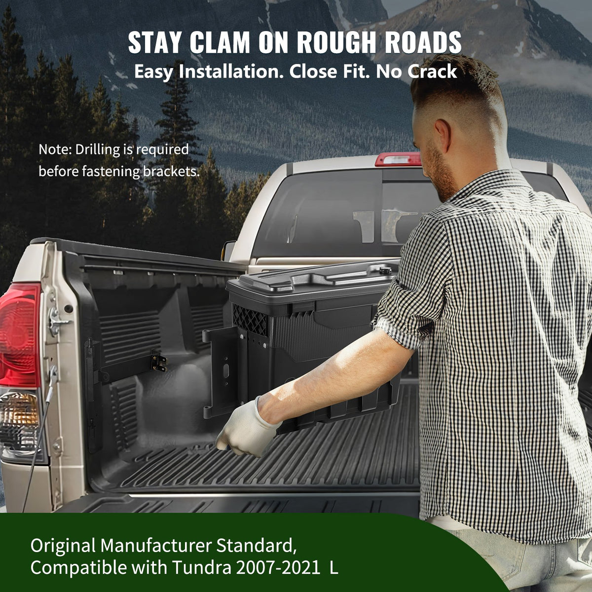 VEVOR Truck Bed Storage Box, Lockable, Waterproof ABS Wheel Well Tool Box, 20 L, with Combination Padlock, Fits Toyota Tundra 2007–2021, Driver Side, Black
