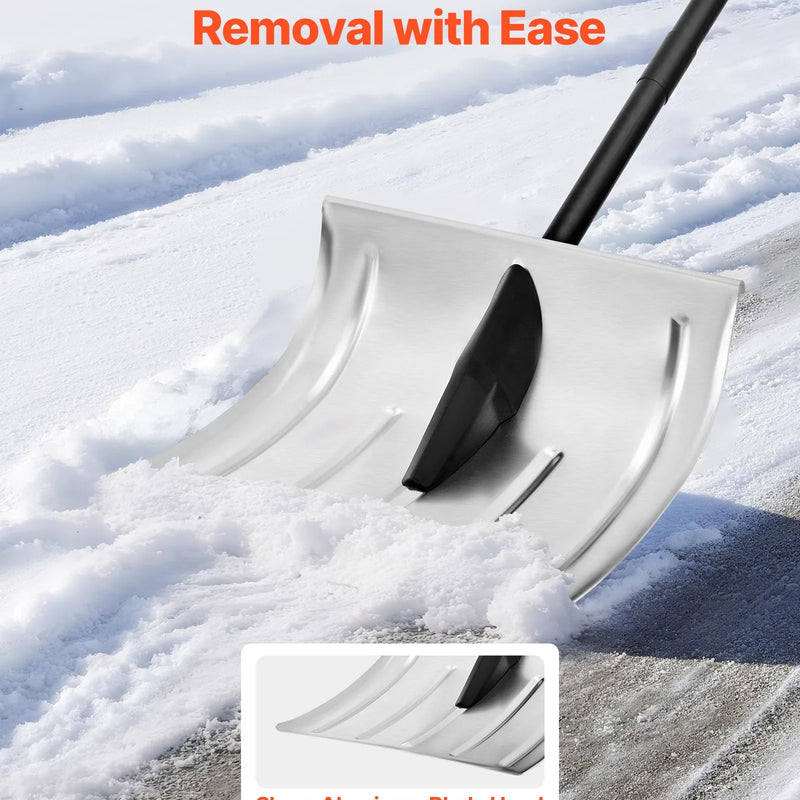 VEVOR sniega lāpsta celiņiem, 40 cm plata alumīnija lāpsta ar neslīdošu rokturi, lielas ietilpības viegla un saliekama sniega tīrīšanas ierīce dārzam, automašīnai un āra darbiem