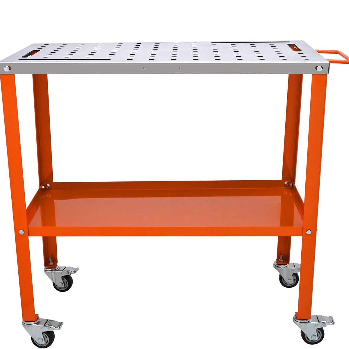 VEVOR Welding Table 91 × 46 cm, 544 kg, 2 Tiers, with Locking Wheels, 16 mm Holes