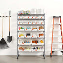VEVOR 7 līmeņu pārvietojams uzglabāšanas statīvs ar kastēm, 24 organizatora kastes, tērauda stiepļu plauktu sistēma ar riteņiem, mobilais instrumentu un piederumu organizators garāžai, noliktavai, birojam, restorānam, klasei un virtuvei