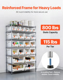 VEVOR 7 līmeņu pārvietojams uzglabāšanas statīvs ar kastēm, 22 organizatora kastes, tērauda stiepļu plauktu sistēma ar riteņiem, mobilais instrumentu un piederumu organizators garāžai, noliktavai, birojam, restorānam, klasei un virtuvei