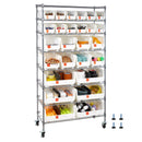 VEVOR 8 līmeņu pārvietojams uzglabāšanas statīvs ar kastēm, 26 organizatora kastes, tērauda stiepļu plauktu sistēma ar riteņiem, mobilais instrumentu un piederumu organizators garāžai, noliktavai, birojam, restorānam, klasei un virtuvei