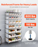 VEVOR 8 līmeņu pārvietojams uzglabāšanas statīvs ar kastēm, 26 organizatora kastes, tērauda stiepļu plauktu sistēma ar riteņiem, mobilais instrumentu un piederumu organizators garāžai, noliktavai, birojam, restorānam, klasei un virtuvei