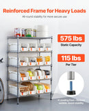 VEVOR 5 līmeņu pārvietojams uzglabāšanas statīvs ar konteineriem, 16 organizēšanas kastes, tērauda stiepļu plauktu sistēma ar riteņiem, mobilais instrumentu un piederumu organizators garāžai, noliktavai, birojam, restorānam, klasei un virtuvei