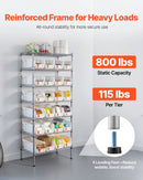 VEVOR 7 līmeņu pārvietojams uzglabāšanas statīvs ar konteineriem, 24 mazas kastes, tērauda stiepļu plauktu sistēma ar riteņiem, mobilais instrumentu un piederumu organizators garāžai, noliktavai, birojam, restorānam, klasei un virtuvei
