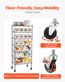 VEVOR 7 līmeņu pārvietojams uzglabāšanas statīvs ar konteineriem, 24 mazas kastes, tērauda stiepļu plauktu sistēma ar riteņiem, mobilais instrumentu un piederumu organizators garāžai, noliktavai, birojam, restorānam, klasei un virtuvei