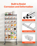 VEVOR 7 līmeņu pārvietojams uzglabāšanas statīvs ar konteineriem, 24 mazas kastes, tērauda stiepļu plauktu sistēma ar riteņiem, mobilais instrumentu un piederumu organizators garāžai, noliktavai, birojam, restorānam, klasei un virtuvei