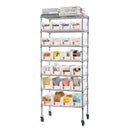 VEVOR 7 līmeņu pārvietojams uzglabāšanas statīvs ar konteineriem, 24 mazas kastes, tērauda stiepļu plauktu sistēma ar riteņiem, mobilais instrumentu un piederumu organizators garāžai, noliktavai, birojam, restorānam, klasei un virtuvei