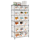 VEVOR 7 līmeņu ratiņu plaukts ar 18 organizatoru kastēm, tērauda stiepļu plaukti ar ritenīšiem, mobilais rīku organizators garāžai, noliktavai, birojam, restorānam, klasei un virtuvei