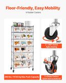 VEVOR 7 līmeņu ratiņu plaukts ar 18 organizatoru kastēm, tērauda stiepļu plaukti ar ritenīšiem, mobilais rīku organizators garāžai, noliktavai, birojam, restorānam, klasei un virtuvei