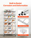 VEVOR 7 līmeņu ratiņu plaukts ar 18 organizatoru kastēm, tērauda stiepļu plaukti ar ritenīšiem, mobilais rīku organizators garāžai, noliktavai, birojam, restorānam, klasei un virtuvei