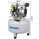 VEVOR vertikālais gaisa kompresors 30 L, īpaši kluss, bez eļļļas, 850 W, zema trokšņa līmeņa