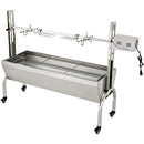 VEVOR rotējošais grils – 60 kg ietilpība, nerūsējošā tērauda cūkas un jēra iesma grils, cepšanas kaste ar 40W motoru, regulējamu augstumu un bloķējamiem riteņiem