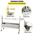 VEVOR rotējošais grils – 60 kg ietilpība, nerūsējošā tērauda cūkas un jēra iesma grils, cepšanas kaste ar 40W motoru, regulējamu augstumu un bloķējamiem riteņiem