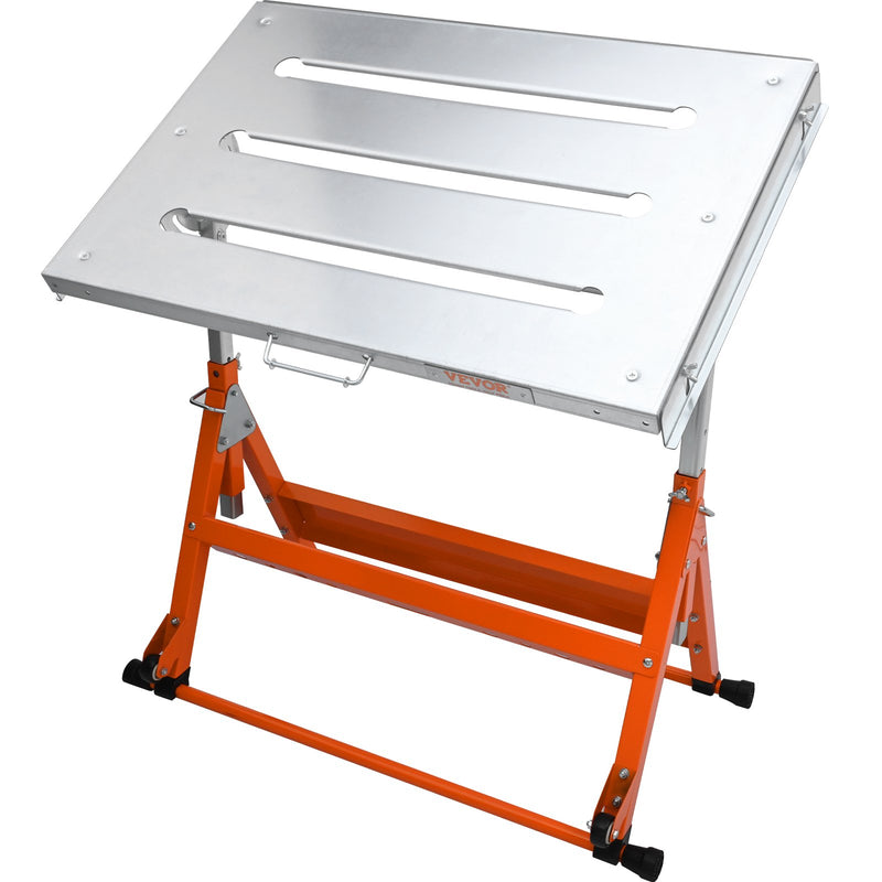 VEVOR metināšanas galds 76 × 51 cm, 181 kg slodze, ar ritentiņiem, salokāms, 3 leņķi, regulējams augstums, vadotņu sliedes