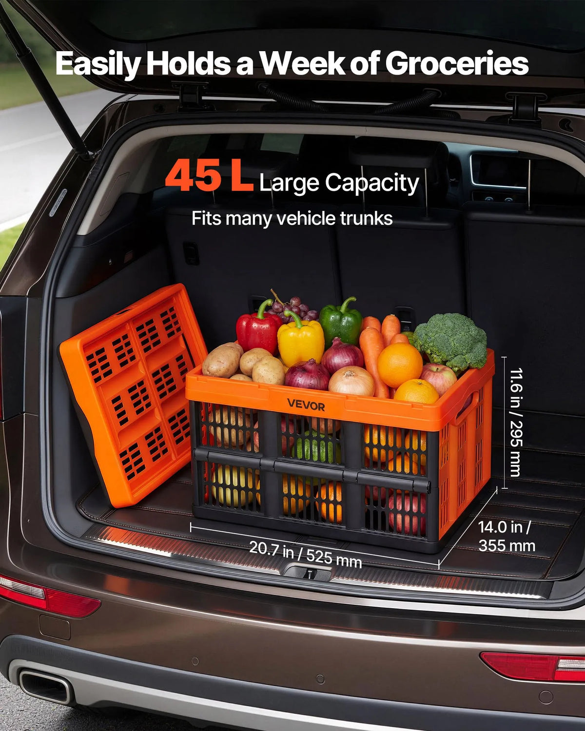 VEVOR salokāmas plastmasas uzglabāšanas kastes 45 l, 6 gab., sakraujami konteineri ar rokturiem ar kravnesību līdz 15 kg katrai kastei mājas organizēšanai - ZEMLETES.LV