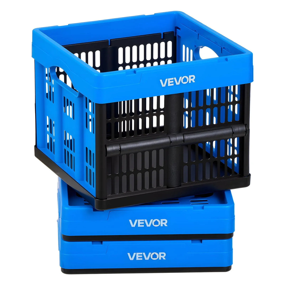 VEVOR salokāmas plastmasas uzglabāšanas kastes 25 l, 3 gab., sakraujami konteineri ar rokturiem ar kravnesību līdz 10 kg katrai kastei mājas organizēšanai - ZEMLETES.LV