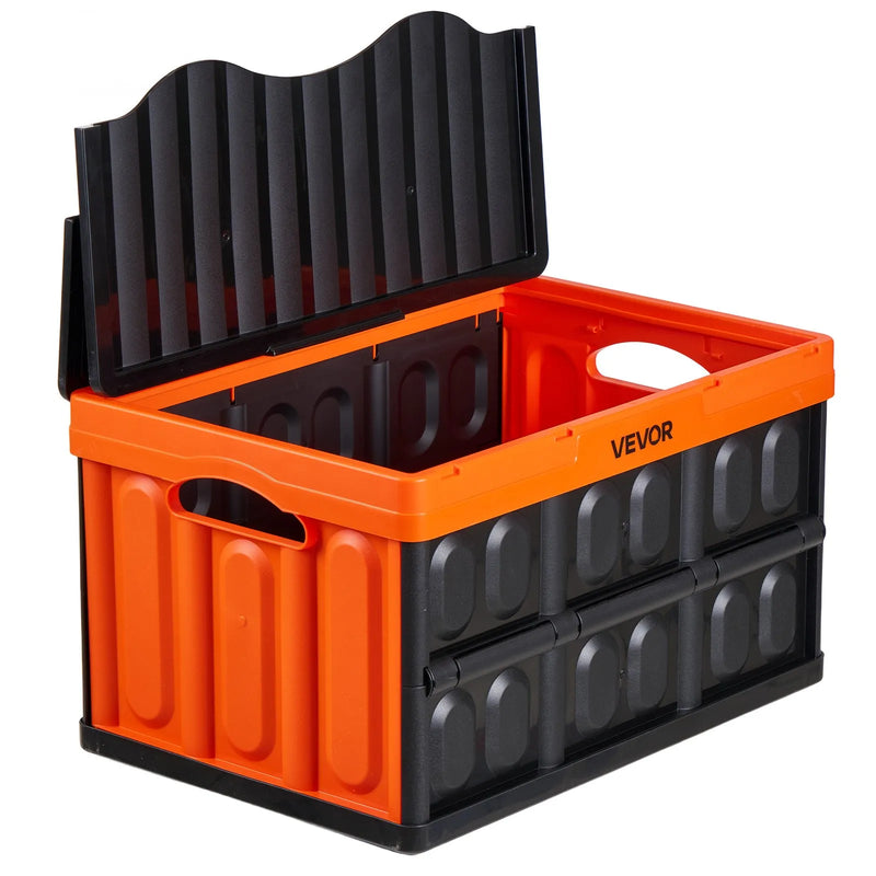 VEVOR salokāmas plastmasas uzglabāšanas kastes ar vākiem 45 l, 3 gab., sakraujami konteineri ar rokturiem ar kravnesību līdz 20 kg katrai kastei mājas organizēšanai - ZEMLETES.LV