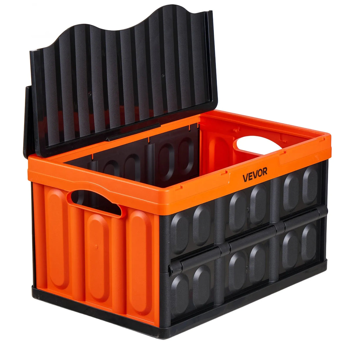 VEVOR salokāmas plastmasas uzglabāšanas kastes ar vākiem 45 l, 3 gab., sakraujami konteineri ar rokturiem ar kravnesību līdz 20 kg katrai kastei mājas organizēšanai - ZEMLETES.LV