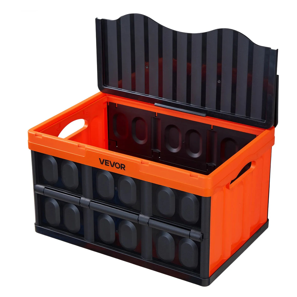 VEVOR salokāmas plastmasas uzglabāšanas kastes ar vākiem 45 l, 3 gab., sakraujami konteineri ar rokturiem ar kravnesību līdz 20 kg katrai kastei mājas organizēšanai - ZEMLETES.LV