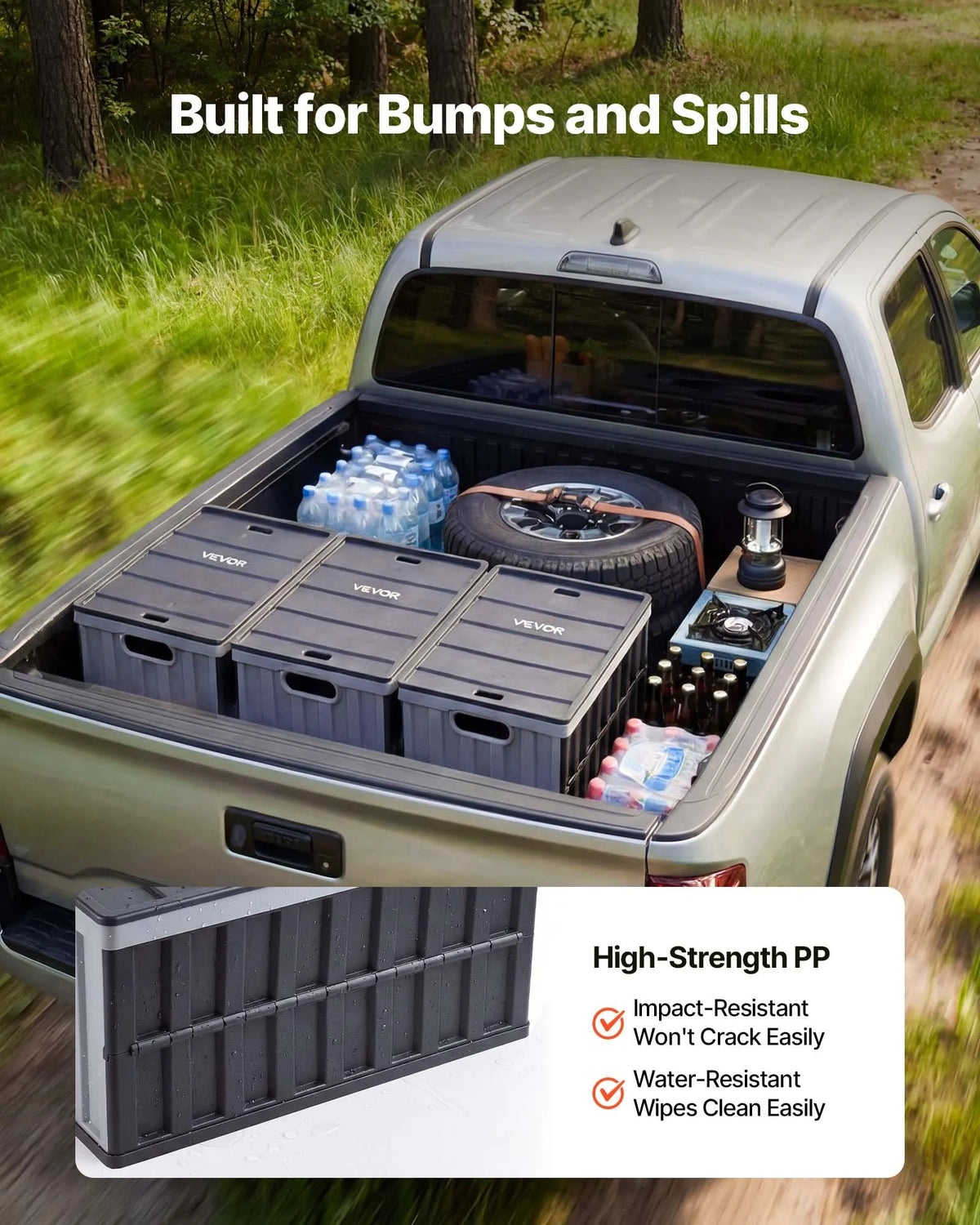 VEVOR saliekami plastmasas uzglabāšanas konteineri ar vākiem 65 l, 3 gab., sakraujami salokāmi konteineri ar rokturiem, slodze līdz 38 kg uz konteineru, izturīgi, vietu taupoši, mājas organizēšanai - ZEMLETES.LV