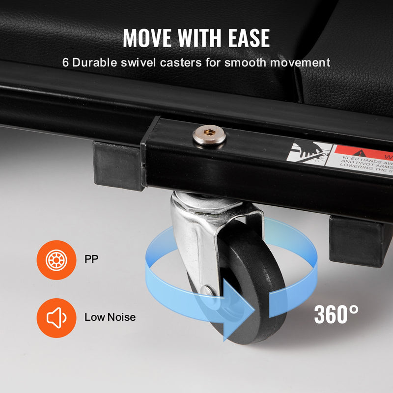 VEVOR 40 collu Salokāmais "Z" Garāžas Mehāniķa Ratiņkrēsls / Sols - 204 kg Ietilpība